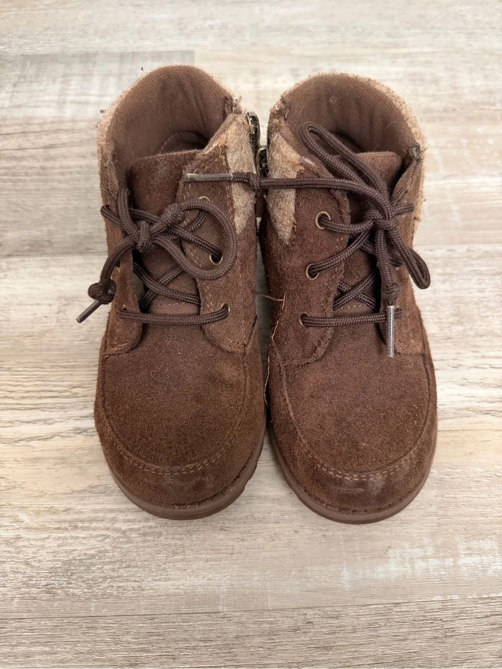 UGG Orin Wool & Leather Brown Boots Shearling Insert Toddler/Little Kid, size 9